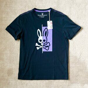 New! PSYCHO BUNNY Dovedale Graphic Tee Black Purple Pima Cotton Men Sz 5 Med NWT